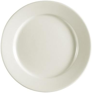 CAC China REC-6 Rolled Edge 6-1/2-Inch Stoneware Round Plate, American White, Box of 36 by CACChina
