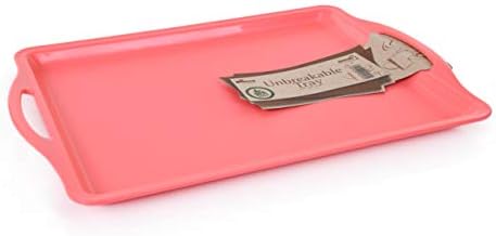Mintra Home Durable Serving Tray (1pk, Salmon) - Platter with Handle 14in, Salmon, (Heavy Duty,Large Capacity Great for Kitchen, Wedding, Restaurant Indoor or Outdoor Picnic Camping by Mintra
