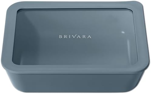 Glass Food Storage Container & Lid, 6-Cup Rectangle, Dusk by BrivaraHome