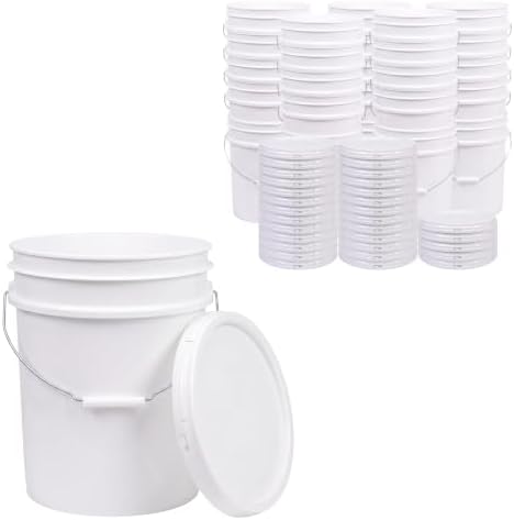 ePackageSupply 5 Gallon Bucket - Food Grade w/Lid BPA-Free,25 Pack - White by ePackageSupply