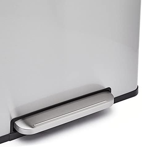 Amazon Basics Dual Compartment Recycling Trash Can with Soft-Close Lid, Fingerprint Resistant, Removable Liner Buckets, 60 Liters, Rectangular, Grey, Silver - Image 6
