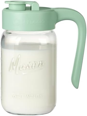 Mason Jar Pitcher, 32 oz (1 quart), Glass Pitcher with Lid by spreccio