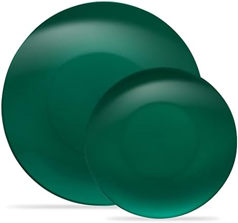 PLASTICPRO 128 Piece Combo Plates Christmass Set includes 64-7'' inch Plates & 64-10'' inch Plates Green Plastic Party Plates Christmass theme heavyweight Elegant, Disposable, Tableware, Dishes, by PLASTICPRO