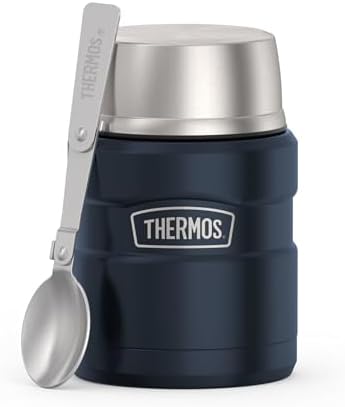 THERMOS Stainless King Food Jar with Spoon,16oz, Matte Mid Blue by Thermos