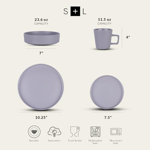Stone Lain Cleo Stoneware 32-piece Round Dinnerware Set, Light Gray,Service For 8,Coupe - Celina - Image 2