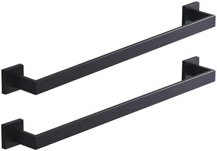 Bath Towel Bar, 32-Inch Towel Racks, Square Thicken Towel Holder, Wall Mounted Shower Towel Rail Hanger, Stainless Steel,Bathroom Accessories (Matte Black, 2 Pack) by XiarnotogiHome