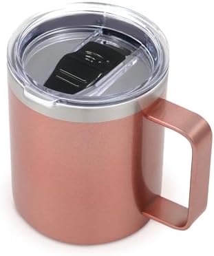 Volhoply 14oz Insulated Stainless Steel Coffee Mug with Leakproof Lid,Double Wall Vacuum Travel Coffee Cup with Handle,Reusable Metal Cups Tumbler, Camping Mugs Keep Hot,Ideal Gifts(Rose Gold,1) by LiveFully%EF%BC%8CDrinkFreely%E2%80%94KeepGoingwithVolhoply%EF%BC%81