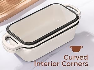 11x5 Inch white Cast Iron Loaf Pan with Lid,Large 5.8 Qt Dutch Oven Bread Sourdough Loaf Pan for Sourdough，Even Heat Distribution Dutch Oven Bread Pan for Homemade Bread, Meatloaf - Image 2