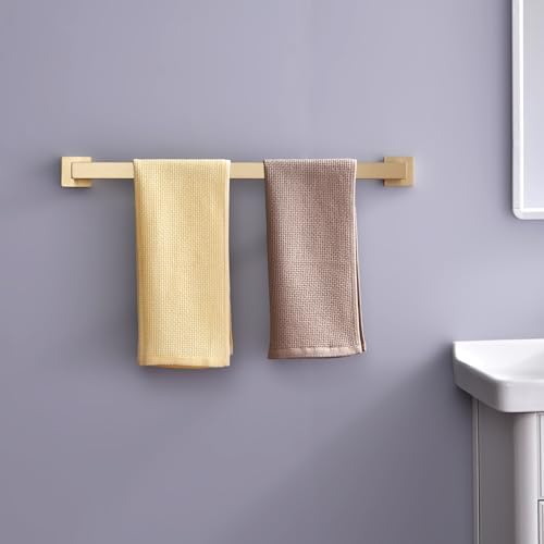 Bath Towel Bar, 24-Inch Towel Racks, Square Thicken Towel Holder, Wall Mounted Shower Towel Rail Hanger, Stainless Steel,Bathroom Accessories (Brushed Gold, 1 Pack) - Image 7