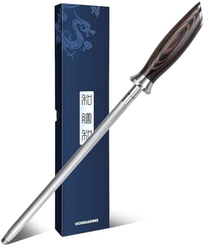 HOSHANHO Honing Rod, 10 Inch Professional Kitchen Knife Sharpener Rod by HOSHANHO