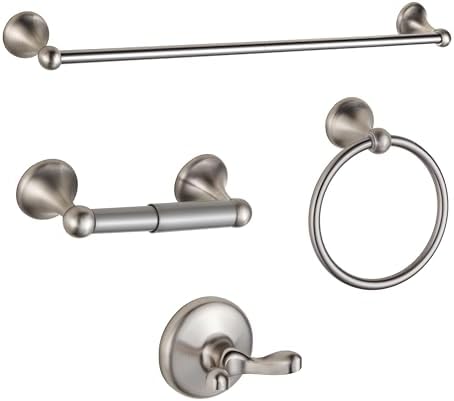 BGL 4-Piece Brushed Nickel Bathroom Hardware Set with Adjustable Towel Bar by BGL