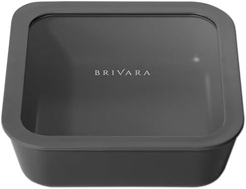 Glass Food Storage Container & Lid, 8-Cup Square, Onyx by BrivaraHome