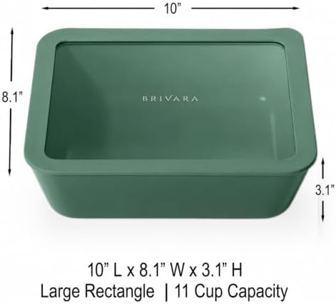 Glass Food Storage Container & Lid, 11-Cup Rectangle, Pine - Image 2