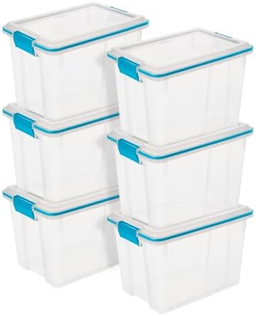 Sterilite Gasket Storage Box with Lids for Home & Office, 20 Quart, 6-Pack. by Sterilite