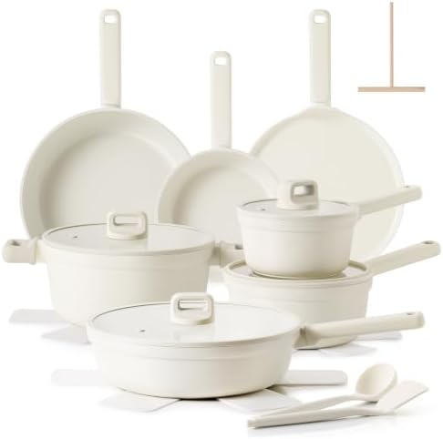 SENSARTE Ceramic Pots and Pans Set Nonstick, 20Pcs Cookware Set, White by SENSARTE