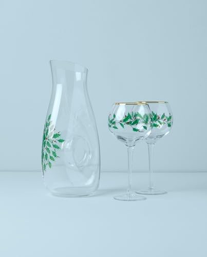 Lenox Holiday Drinkware Glassware Collection, Decanter & Wine Glass Set, 3-Piece - Image 2