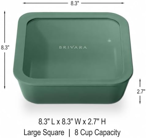 Glass Food Storage Container & Lid, 8-Cup Square, Pine - Image 2