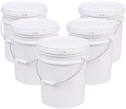 ePackageSupply 5 Gallon Bucket - Food Grade w/Lid BPA-Free,5 Pack - White by ePackageSupply