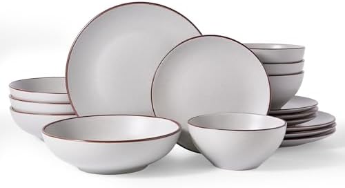 Famiware Venus Stoneware Dinnerware Sets with Pasta Bowls, Dishes Set for 4 by Famiware