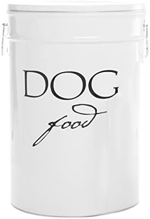Harry Barker Classic White Dog Food Storage Canister – Large, Airtight Stainless Steel Pet Food Container, Holds Up to 40 lbs Dry Dog Food, Kitchen Counter & Pantry Storage - White by HarryBarker