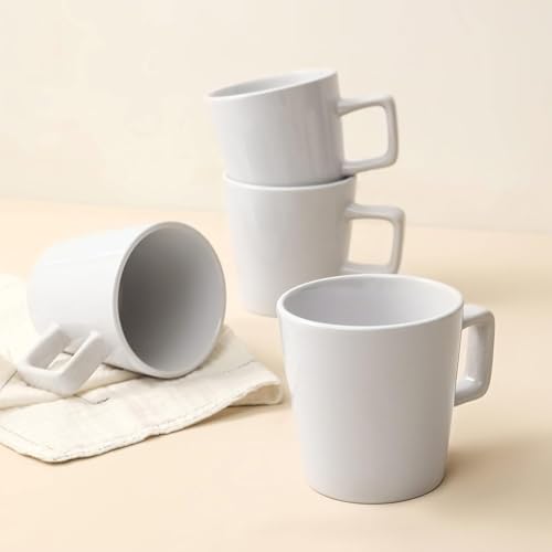 Stone Lain Celina Modern Stoneware 16-Piece Dinnerware Set, Plates and Bowls Set, White Glossy, Dish Set Service For 4 - Image 3