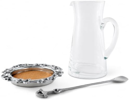 Arthur Court Equestrian Pitcher Set - Glass Pitcher with Aluminum Base and Ladle - 1.25 Quart, 8.5 Inch Tall by ArthurCourt