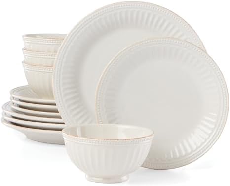 Lenox French Perle Groove White Dinnerware Set with Accent Plates by Lenox