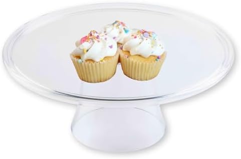 TableCraft 11885 Clear Round Cake Stand, Plastic Pedestal Display for Pastries, Desserts, Appetizers and Sandwiches, BPA-Free, Dishwasher Safe, 13" Diameter by TableCraft