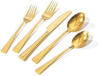 18/10 Flatware set for 8, 40 Piece Gold Stainless Steel Silverware Set by KINGSTONE
