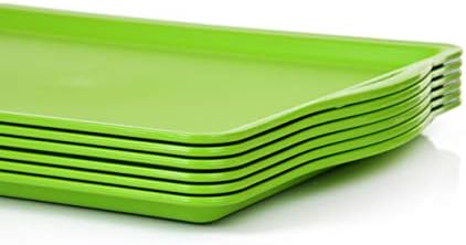 Mintra Home Large Unbreakable Plastic Rectangular Serving Tray/Platter with Handle 14 Inch Green - 6pack by Mintra