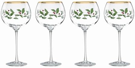 Lenox Holiday Balloon Wine Glasses, 14oz, Christmas Set of 4 by Lenox