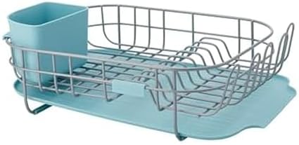 KitchenAid Low Profile Compact Dishrack with Removable Flatware Caddy and Angled Self-Draining Board, Rust Resistant Wires, 12.59 x 17.55 x 6.29 Inch, Mineral Water by Unknown