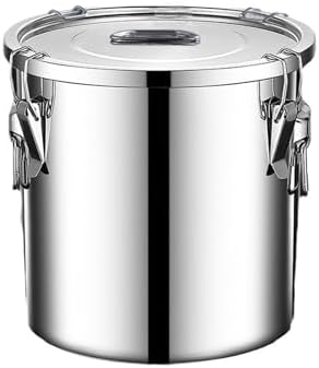 304 stainless steel food storage containers with lids lock clips airtight container large airtight for rice flour sugar grain coffee bean storage containers Kitchen jar (3.17gal/12L) by Verdeho
