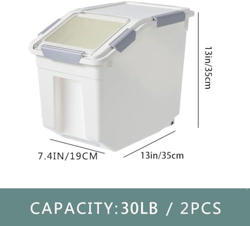 30lb Food Storage Container with Scoop with Handle & Wheels, 2 Pack - Image 2