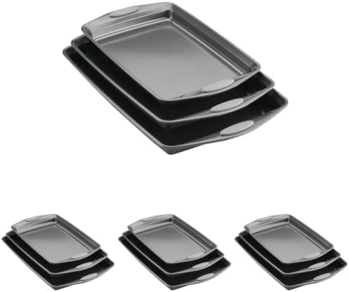 Rachael Ray Bakeware Nonstick Cookie Pan Set, Baking Pans Set, 3 Piece (Pack of 4) by RachaelRayKitchenware