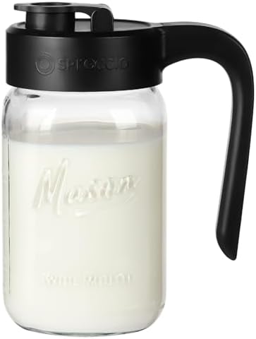Mason Jar Pitcher, 32 oz (1 quart), Glass Pitcher with Lid by spreccio