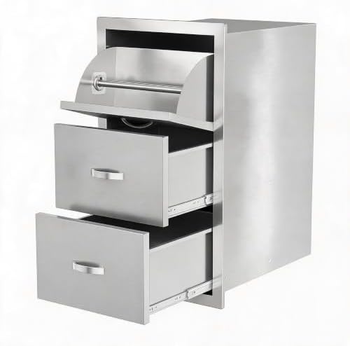 Garvee Outdoor Kitchen Drawers 17"Wx21"Dx30"H, Flush Mount Access BBQ Drawers with full Stainless Steel,Weatherproof & Rust-Resistant,for Outdoor Kitchen Island, Patio Grilling Tools & Spices by Garvee