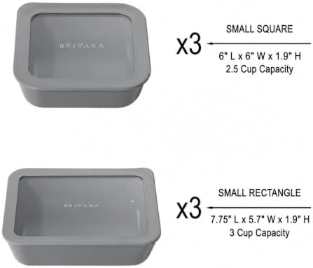 6 Small Glass Meal Prep Containers & Lids, 12 Pieces, Smoke - Image 2