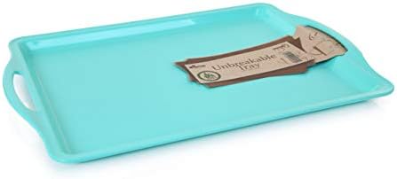 Mintra Home Durable Serving Tray (1pk, Teal) - Unbreakable, Breakfast, Cafeteria, Fast Food, Handles by Mintra