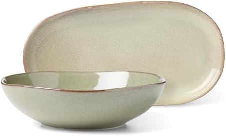 Oneida Organic Shades Sage Green Stoneware 2-Piece Serving Platter Set by Oneida