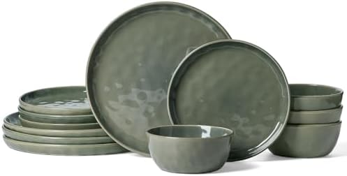 Famiware Mars Stoneware Dinnerware Set for 4, Sage Green by Famiware