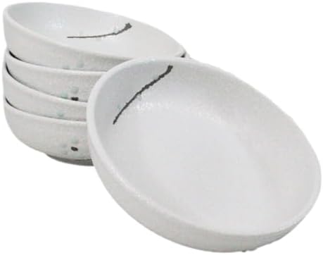 Ebros Gift Modern Yukino Hana Snow Flowers Ceramic Dinnerware Serveware Kitchenware Set Oriental Asian Restaurant Supply (Pack Of 5 Soup Salad Rice Shallow Bowls Deep Plates 10oz) by EbrosGift
