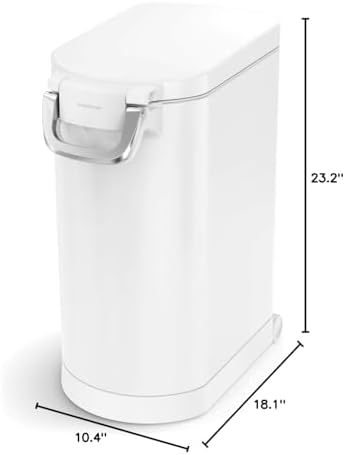 simplehuman Large Pet Food Storage Container, Holds 30-35 lb / 14-16 kg of Dry Dog Food, Cat Food, or Bird Seed, Airtight Lock-Tight Lid with Magnetic Scoop, BPA-Free, White Steel - Image 7