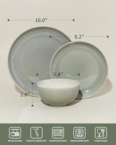Pokini Ceramic Dinnerware Sets for 8, 24pcs Plates and Bowls Sets Dish Set - Image 2