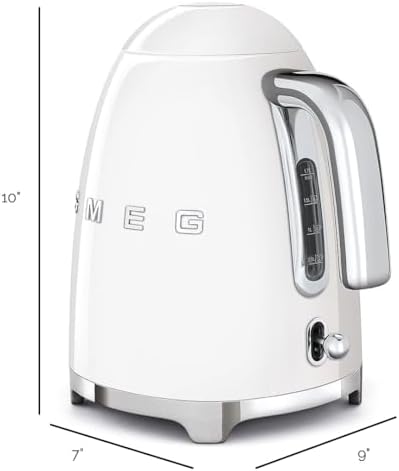 SMEG KLF03 Electric Kettle 1.7L (7 Cup), Retro Hot Water Boiler for Tea & Coffee, Fast Boiling, Auto Shut-Off, Soft Open Lid, 360° Swivel Base Countertop Kettle – White - Image 3