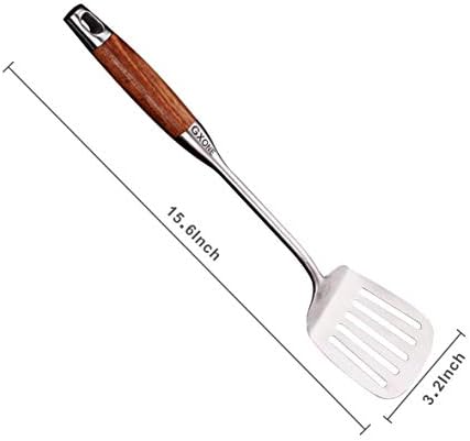 Slotted Turner/Spatula,for Skillet Grilling Cooking,Wooden Handle - Image 2