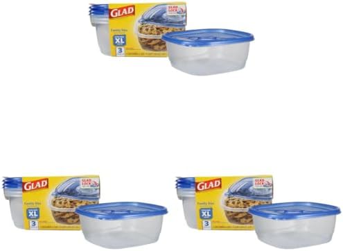 Glad GladWare XL Square Food Storage Containers, 104 oz - 3 Count (Pack of 3) by GladTrashFoodStorage