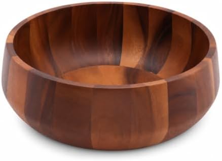 Arthur Court Modern Round Acacia Wood Serving Bowl for Fruits and Salads 4.5" H x 11" Diameter by ArthurCourt