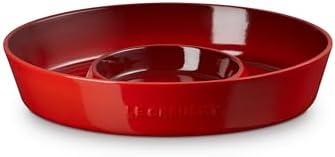 Le Creuset Stoneware Signature Oval Chip and Dip Platter, 13", Cerise - Image 2