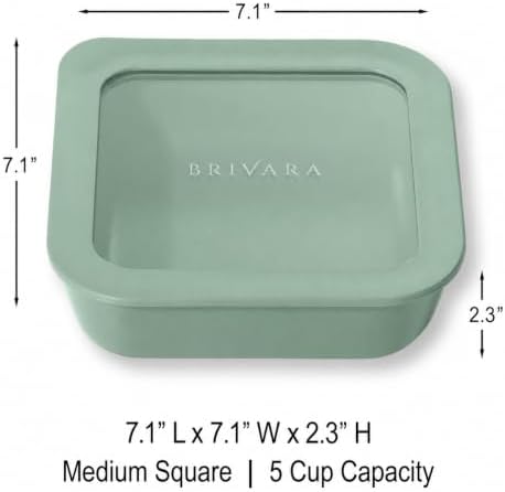 Glass Food Storage Container & Lid, 5-Cup Square, Willow - Image 2